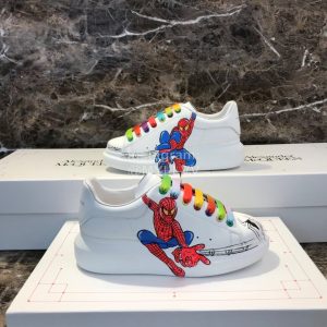 Alexander Mcqueen Spider-Man Printed Silk Calf Leather Thick Soled Casual Shoes For Men And Women