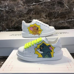Alexander Mcqueen Tom And Jerry Printed Silk Calf Leather Thick Soled Casual Shoes For Men And Women