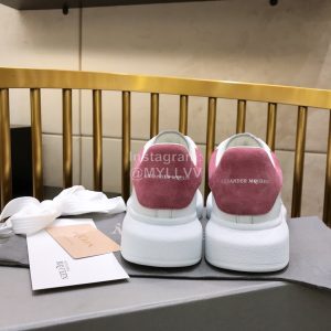 Alexander Mcqueen Soft Silk Leather Rose Red Casual Shoes For Men And Women