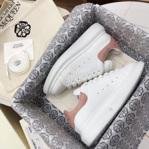 Alexander Mcqueen Fashion Leather Thick Soles Shoes Pink For Men And Women