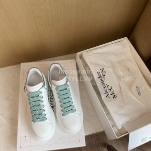 Alexandermcqueen Cowhide Lace Up Sneakers For Men And Women Green
