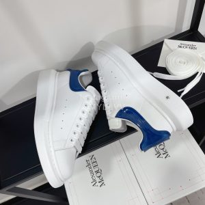 Alexandermcqueen Leather Lace Up Casual Sneakers For Men And Women Blue