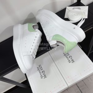 Alexandermcqueen Leather Lace Up Casual Sneakers Green For Men And Women