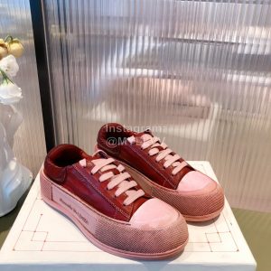Alexandermcqueen Fashion Thick Soled Lace Up Casual Shoes For Men And Women Red