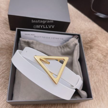 Bv Fashion Calf Gold Triangular Needle Buckle 20mm Belts White
