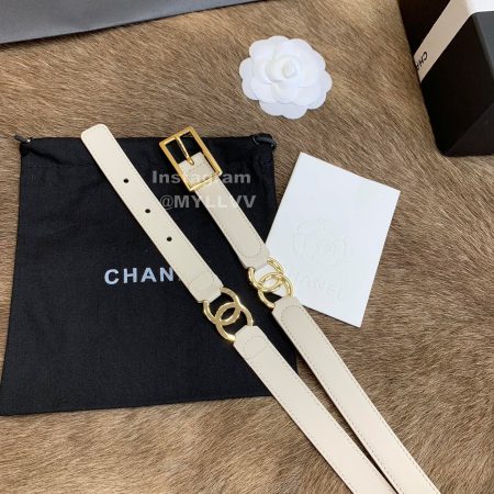 Chanel Double Side Calf Leather Pin Buckle 20mm Belt White
