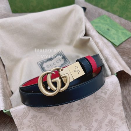 Gucci Calf Business Leisure Buckle 20mm Belts Rose Red