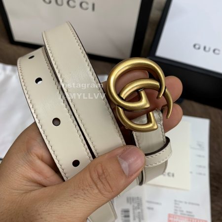 Gucci Leisure Calf Gold Buckle 20mm Belts White