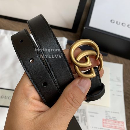 Gucci Leisure Calf Gold Buckle 20mm Belts Black