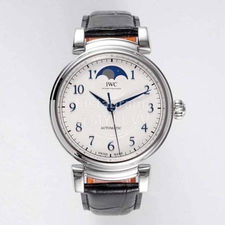 Iwc Moon Phase Black Leather Strap Watch