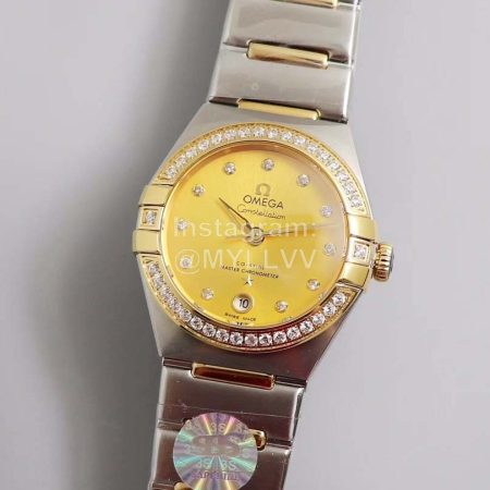 Omega 29mm Dial Diamond Steel Strap Watch