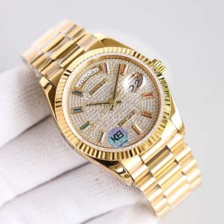 Rolex Tw Factory 316 Steel Diamond Dial Watch Gold