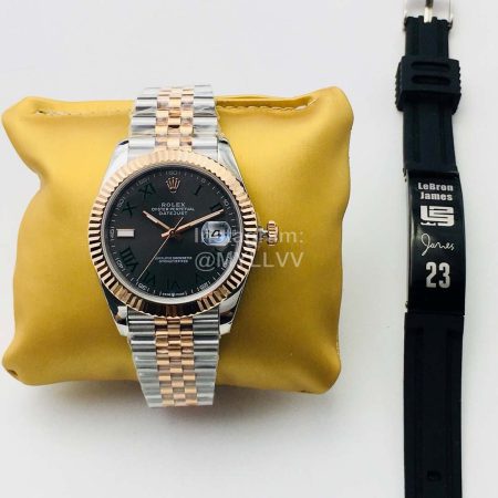 Rolex Dr Factory 41mm Dial Steel Strap Watch Rose Gold