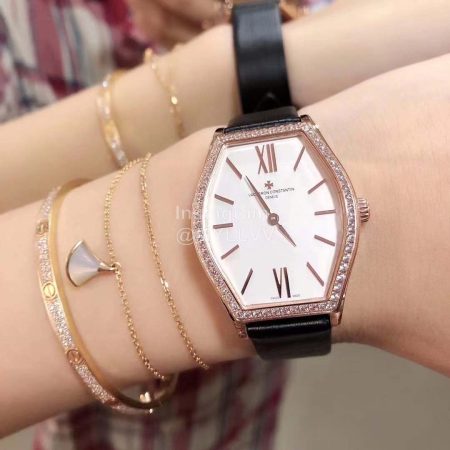 Vacheron Constantin Malte Tonneau Case Diamond Watch Black